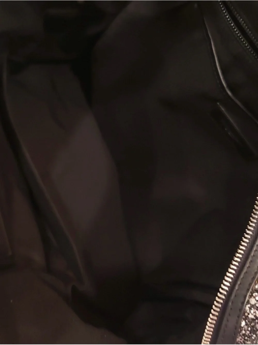 Saint Laurent Black and Silver Glitter Backpack with Logo